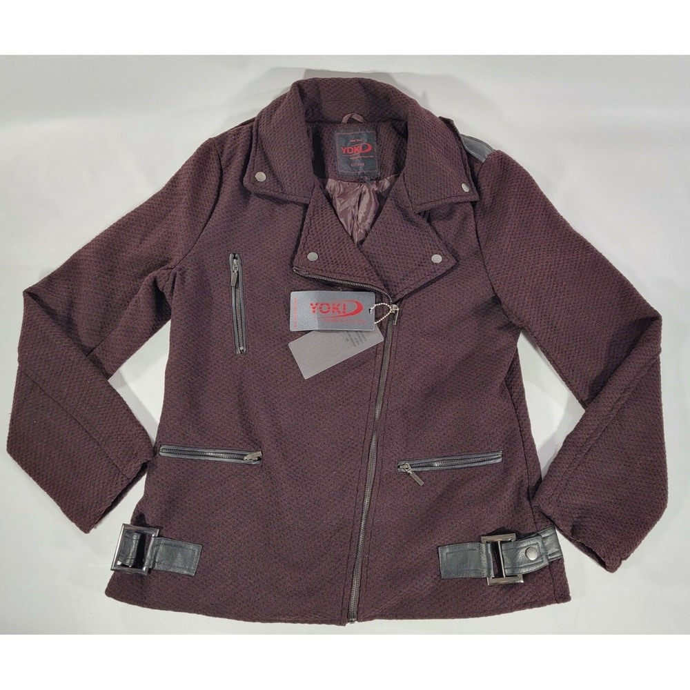 NEW! NWT Yoki Women'S Zip-Up Pea Coat Burgundy Size‎ XL MSRP $94 JW2165-4